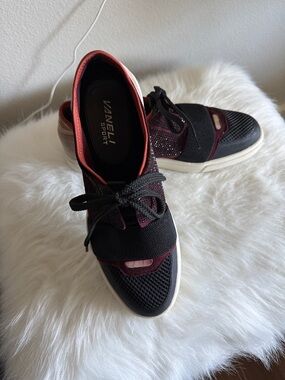 Vaneli Sport Black & Wine Lace-Up Mesh Sneaker